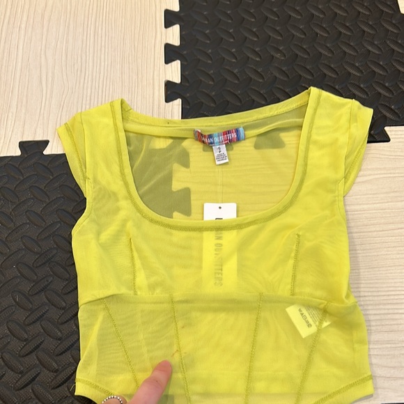 Urban Outfitters UO Nyla Mesh Light Neon Green Cropped Corset Top Size small NWT - Picture 8 of 12